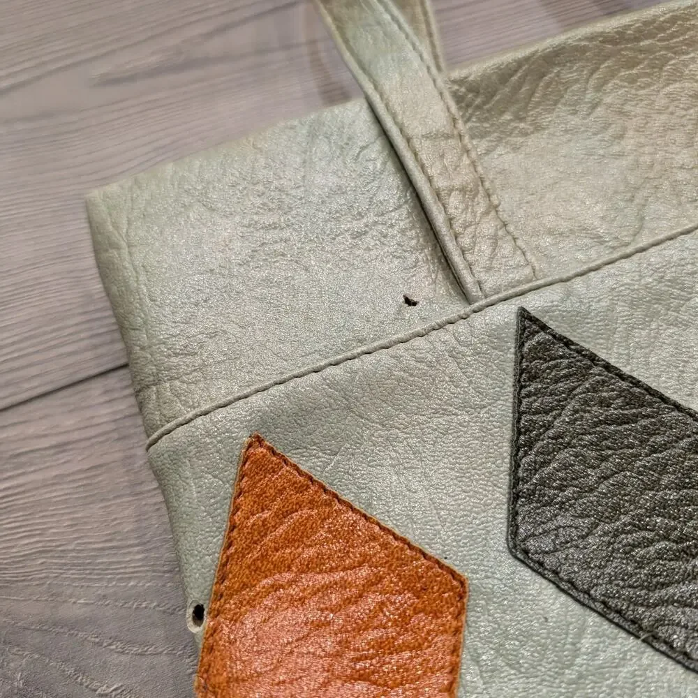 70s Bohemain Leather Geometric Patchwork Shoulder Bag